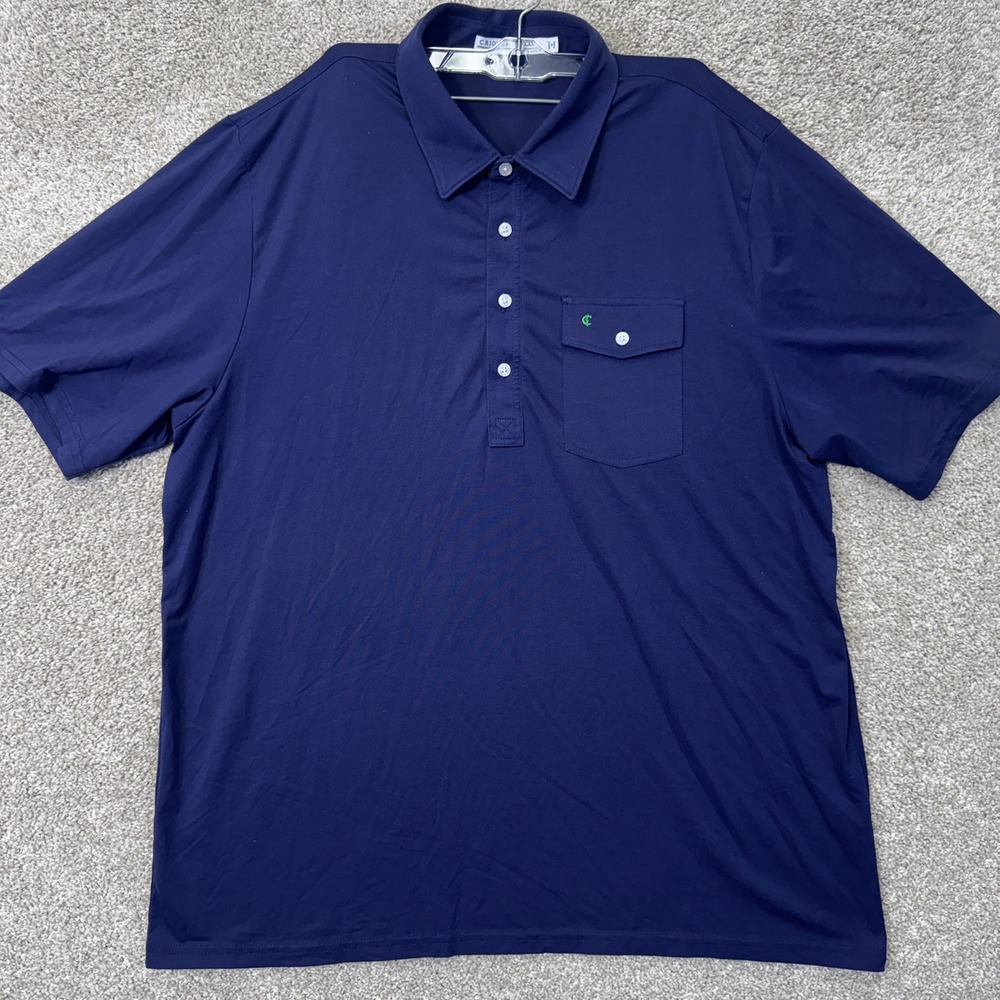 Criquet Polo Shirt Mens XXL Performance Navy Blue Short Sleeve EUC